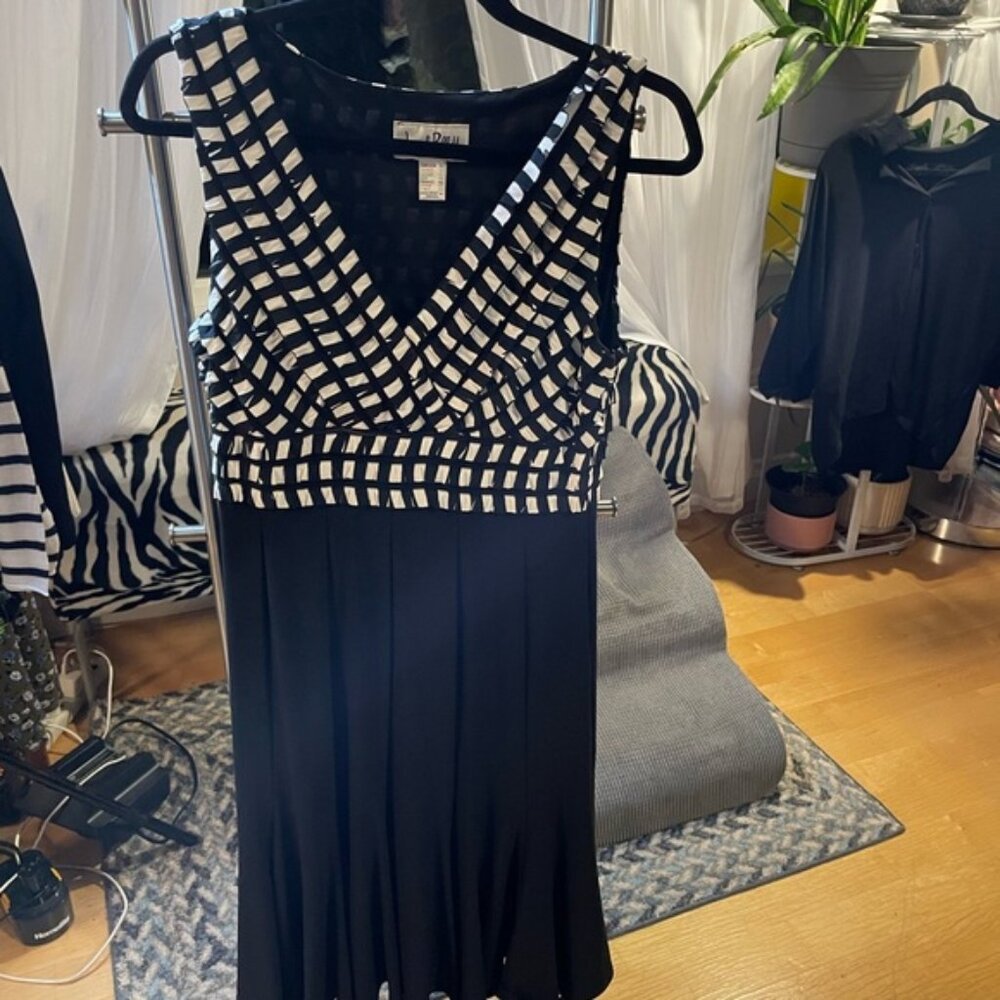 Joseph Ribkoff Black and White Geometric Midi Dress